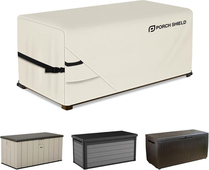 Porch Shield Patio Deck Box Storage Cover - 600D Outdoor Waterproof Cover for 150-230 Gallon Box Tear Resistant Rectangular Fire Pit Table Covers 62 x 29 x 28inch Black