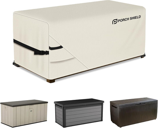 Porch Shield Patio Deck Box Storage Cover - 600D Outdoor Waterproof Cover for 150-230 Gallon Box Tear Resistant Rectangular Fire Pit Table Covers 62 x 29 x 28inch Black
