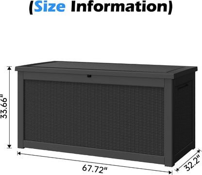 Outdoor Storage Box, 31 Gallon Resin Deck Boxes Outdoor Waterproof For Patio Furniture, Garden Tools, Pool Supplies, Lockable And UV Resistant (Rattan Gray)