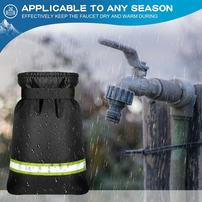 Upgrade Ourdoor Faucet Covers for Winter Freeze Protection, Large Hose Bib Covers, 2 Pcs Waterproof & Frost Free Water Pipe Insulated Protector Black