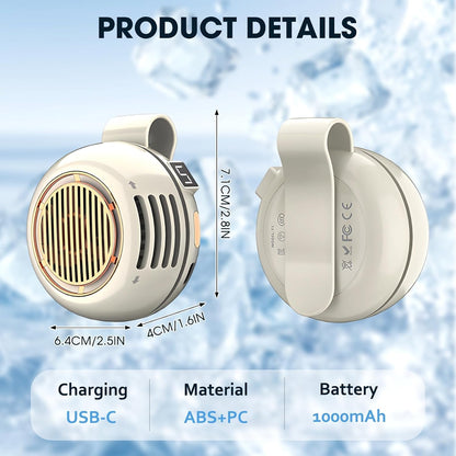 Portable Silent Mini Bladeless Fan Clip On, 5 Speeds 360° Rotatable Clip on Fan for Shirt & Waist, USB Rechargeable Small Fans Portable, 2026 New Whirlwind Fans for Outdoor/Travel/Office, White