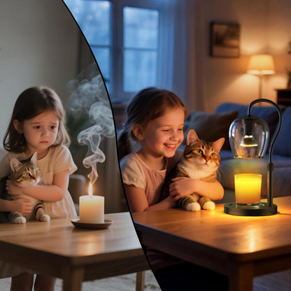 Candle Warmer Lamp with Timer & 4-Level Dimmer, Electric Wax Warmer for Jar Candles, Black Home Decor with 2 Bulbs, Gift for Women, Men, Housewarming