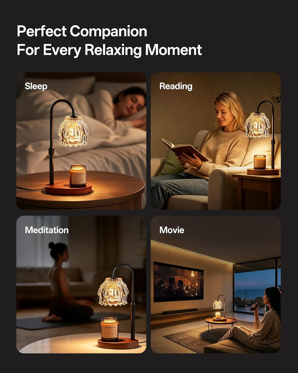 Homelist Candle Warmer Lamp with Timer Dimmer, Electric Wax Melter Warmer | Flower Adjustable Height Candle Warmer with 2 GU10 Bulbs for Women/Sister/Mom, Gifts for Birthday/Mother Day, Home Decor