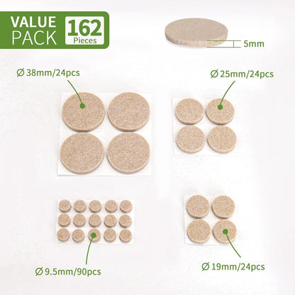 Felt Furniture Pads for Hardwood Floors 48 PCS, Furniture Pads, Floor Protectors for Hardwood Floors, Felt Pads for Furniture, Round, Dark Brown