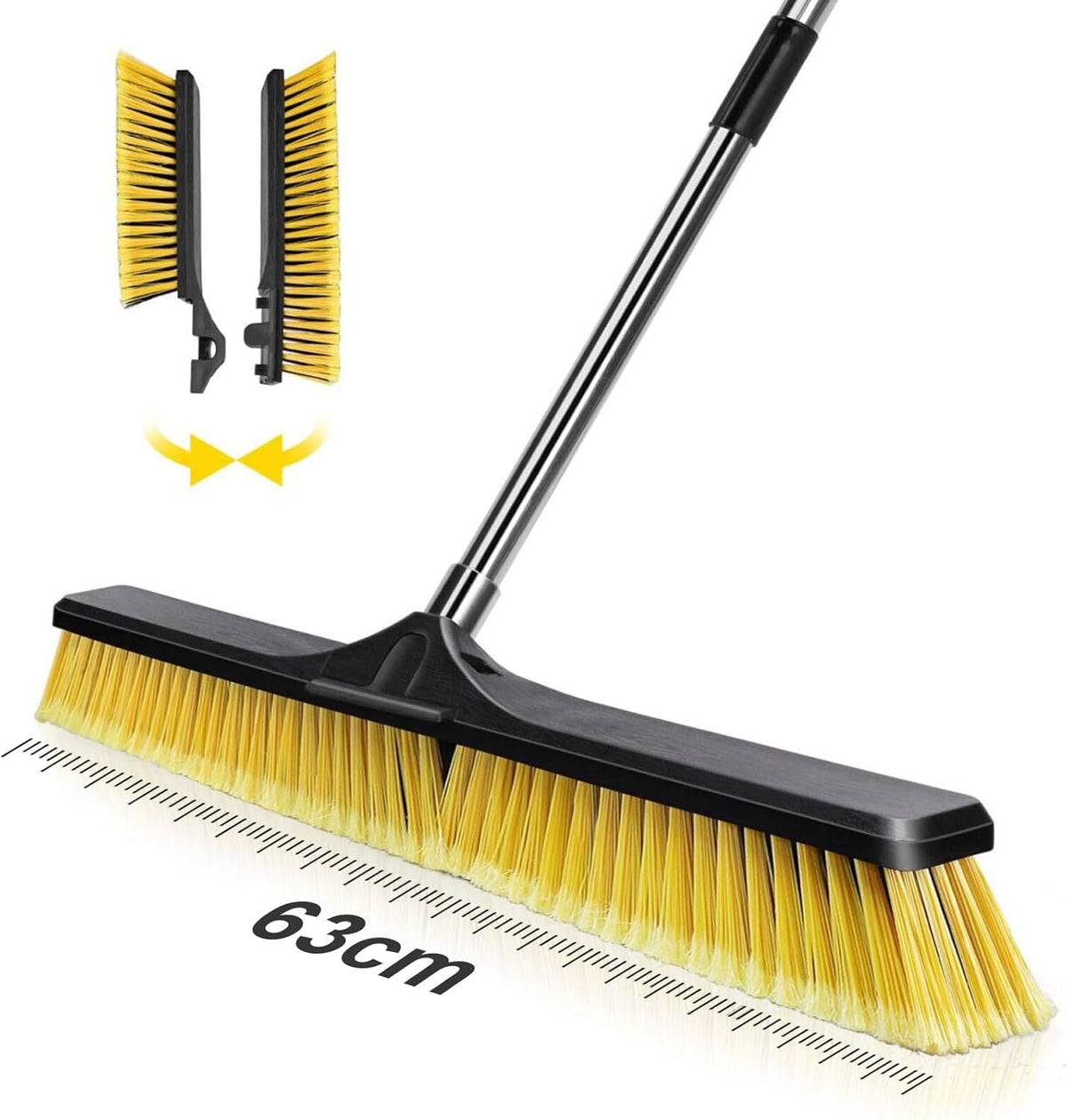 Push Broom Outdoor Heavy Duty,Masthome 24" Push Broom with Stiff Bristles,Heavy Duty Garden Broom,Outdoor Stiff Sweeping Broom for Garage Yard Patio Deck Concrete Wood Stone Floors Scrub and Cleaning