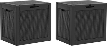 Outdoor Storage Box, 31 Gallon Resin Deck Boxes Outdoor Waterproof For Patio Furniture, Garden Tools, Pool Supplies, Lockable And UV Resistant (Rattan Gray)
