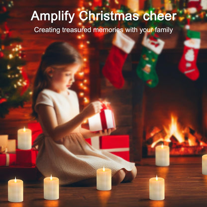 Flickering Flameless Candles with 3D Moving Flame, Real Wax Battery Operated Candles with Timer and Remote, Last 600+ Hours, 3" x 3" LED Fake Candles for Home Wedding Christmas Decor, 2 Pack