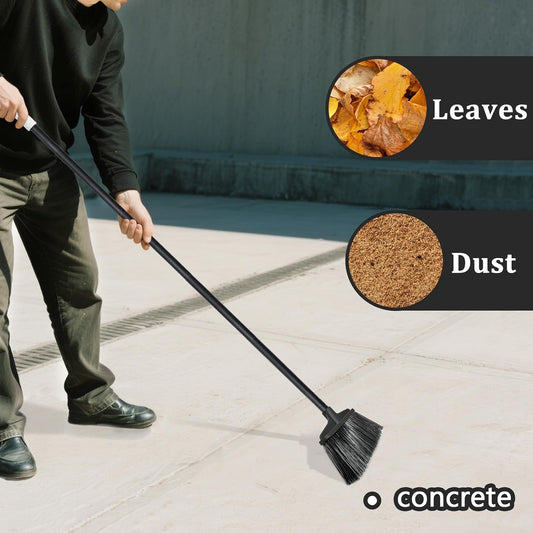 Outdoor Indoor Broom for Floor Cleaning - 54 inch Outside Indoor Broom, Medium-Hardness Bristles Brooms for Sweep Outdoor, Angle Brooms for Floors Applied to Yards, Garages, Patios, and Walkways, etc