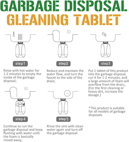 Garbage Disposal Cleaner Deodorizer Tablets 24 Pack Sink Freshener Kitchen | Deep foaming clean, Fresh scent, All disposal compatible,Effortless maintenance