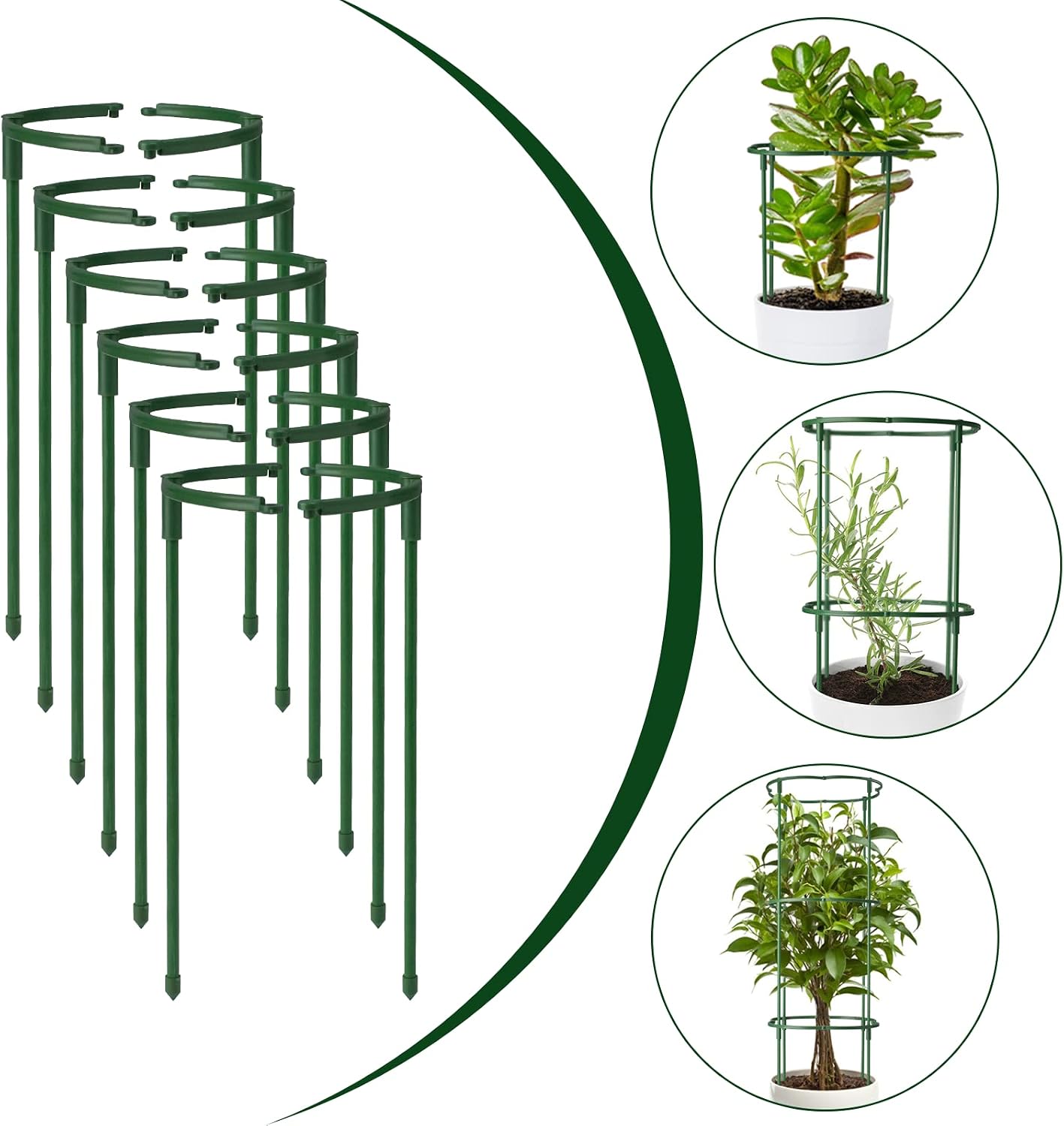 14Pcs Plant Support Stake Half Round Plant Support Ring Garden Flower Support for Tomato, Hydrangea, Indoor Plants, 6.3" Wide X 10.3" High