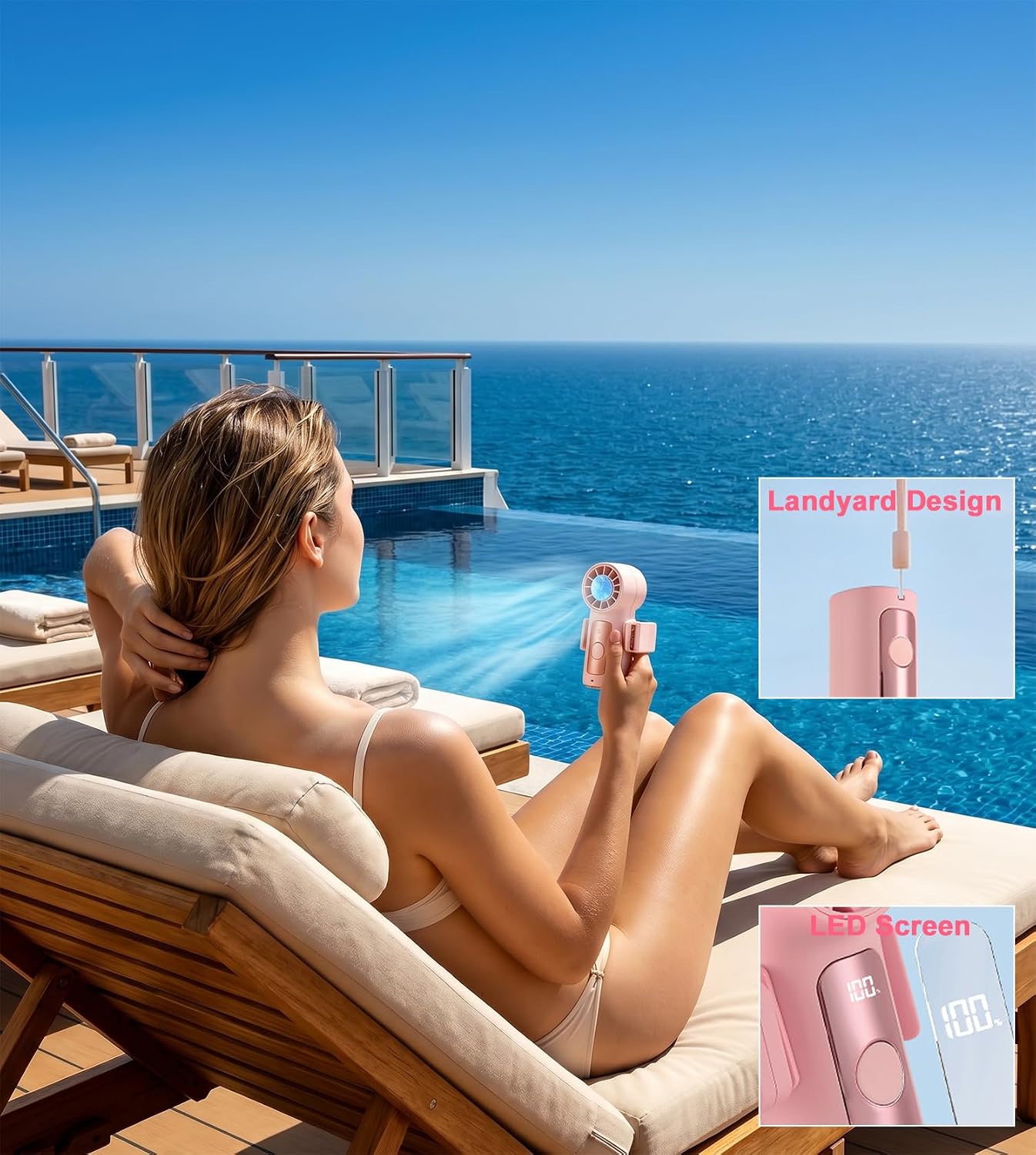 Portable Handheld Mini Fan with Ice Cooling Plate, Personal Clip On Turbo Fan Rechargeable, 18000 RPM 6 Speeds, 360° Detachable Clip, Pocket AC Fans Blow Cold Air for Beach Car Stroller Travel Makeup