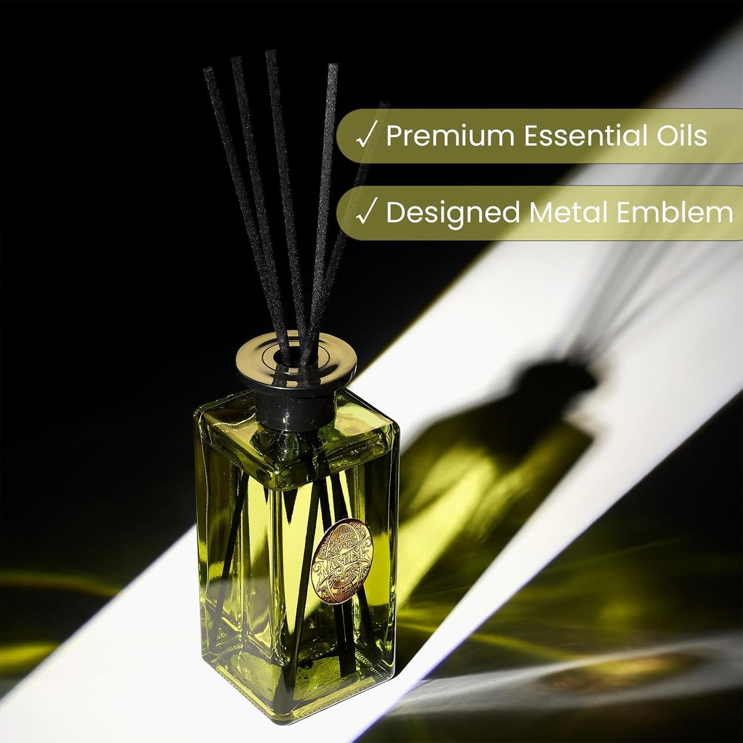 M&SENSE 6.3 oz Large Reed Diffuser Set | Lime+Basil Scent Oil Diffuser with Sticks | Hotel Collection Non-Toxic Home Fragrance |for Bedroom Bathroom Living Room - Colors A