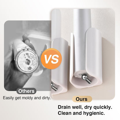 Electric Toothbrush Holder for Bathroom, Wall-Mounted Toothbrush Stand with Self-Adhesive, Compact Bathroom Caddy for Electric Toothbrushes (Clear-2pcs)