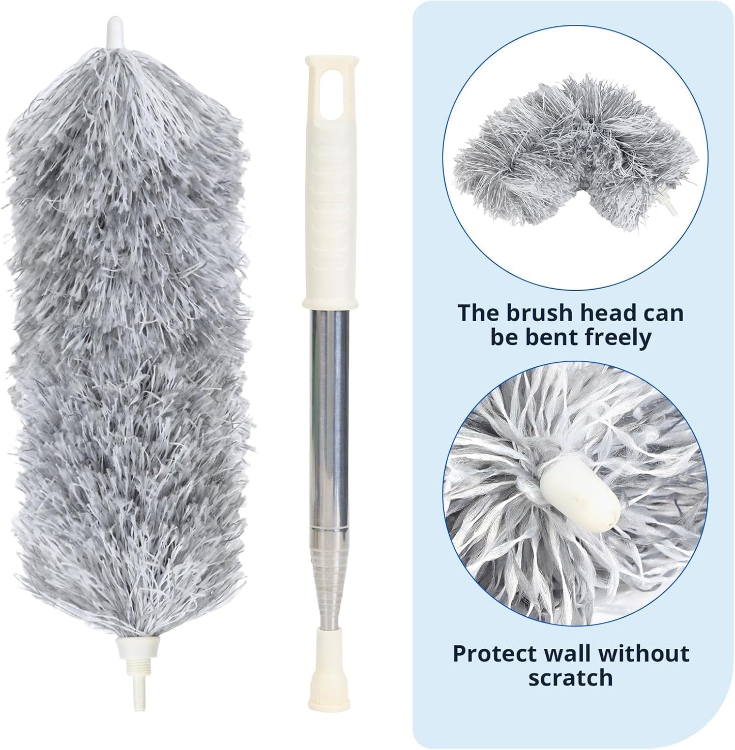 ZZ LAZYCOTTAGE Microfiber Feather Duster for High Reach, Lightweight Ceiling Fan Cleaner, 91.5" Telescopic Pole, Cobweb Duster with Extension Pole for Home & Car