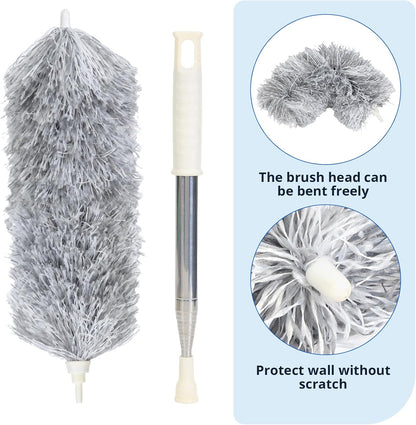 ZZ LAZYCOTTAGE Microfiber Feather Duster for High Reach, Lightweight Ceiling Fan Cleaner, 91.5" Telescopic Pole, Cobweb Duster with Extension Pole for Home & Car