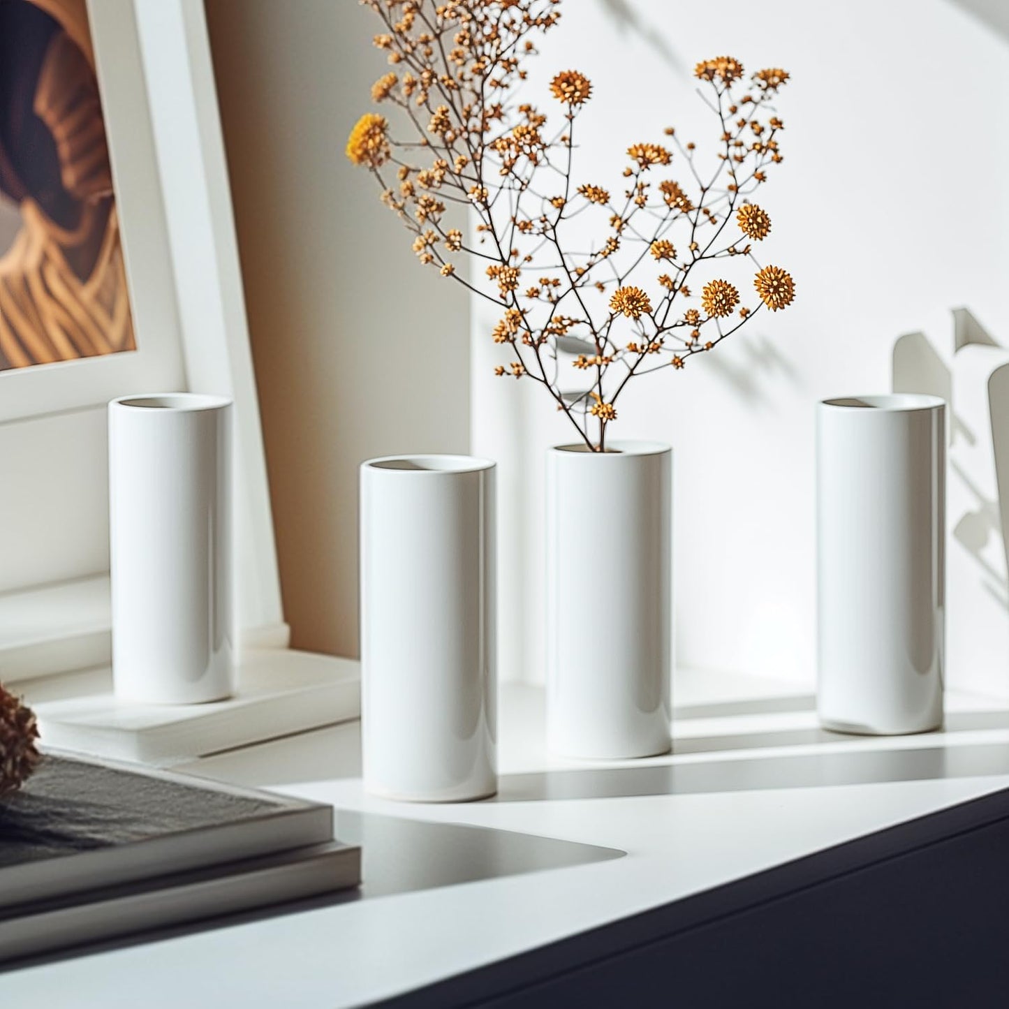 Modern Small Flower Vases 8 Pack - Ceramic, White
