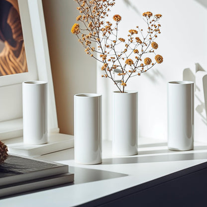 Modern Small Flower Vases 8 Pack - Ceramic, White