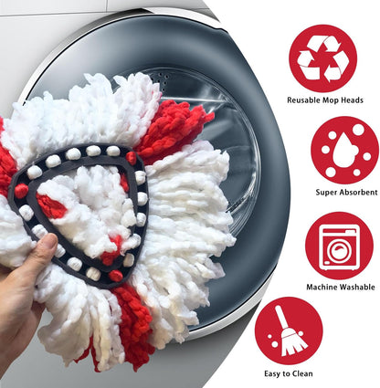 Easywring 1-Tank System,Mop Replacement Heads for O-Ceda Mop Replace Head, Spin Mop Heads Replacements, Microfiber Spin Mop Refills, Easy Cleaning Mop Head Replacement (White-3pcs)