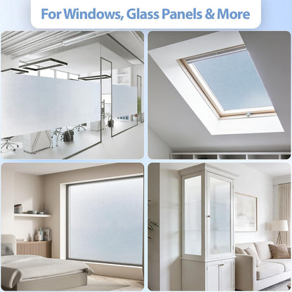 GTJ Frosted Window Privacy Film, Static Cling No Glue Removable Reusable, UV Blocking Glare & Heat Reduction, for Bathroom Glass Door Home Office, 17.5" x 78.7"in