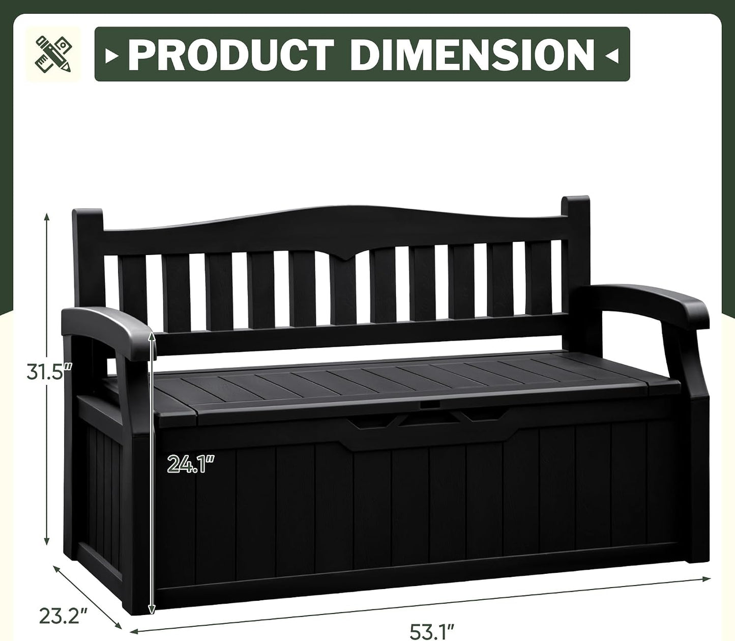 Flamaker 80 Gallon Storage Bench Outdoor Indoor, Durable All-Weather Seating with Hidden Storage, Lockable Deck Box for Garden, Patio, Poolside (Brown)