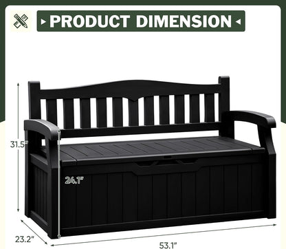 Flamaker 80 Gallon Storage Bench Outdoor Indoor, Durable All-Weather Seating with Hidden Storage, Lockable Deck Box for Garden, Patio, Poolside (Brown)