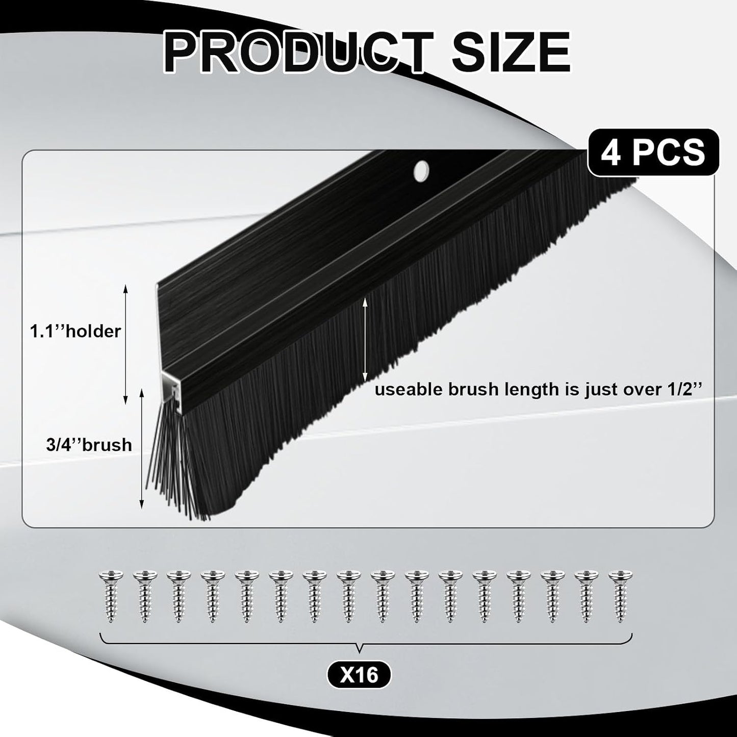 Frienda 2 Set Door Brush Bottom Sweep Brush Weather Stripping Aluminum Door Seal with Screws for Gaps up to 1 Inch, for Home, Commercial Gate, Fill Gaps Dust, Debris (1 x 36 Inch,Gray)