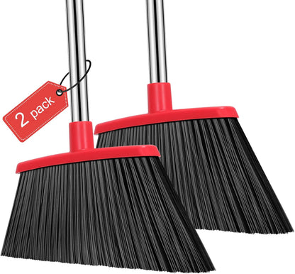 Heavy Duty Broom, 55 Inch Long Handle Outdoor Large Angle Brooms, Commercial Broom for Sweeping Indoor, for Home Garage Kitchen Office Courtyard Lobby Patio Lawn Concrete，Black