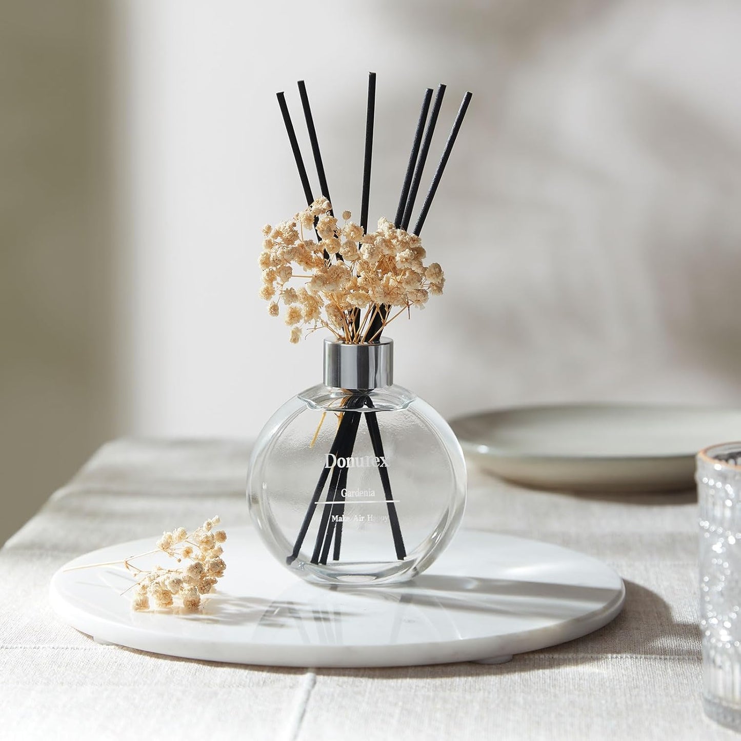 Flower Reed Diffuser Set 5.07oz Satin Rose Scent Diffuser with Sticks Home Fragrance Reed Diffuser for Bathroom Shelf Decor