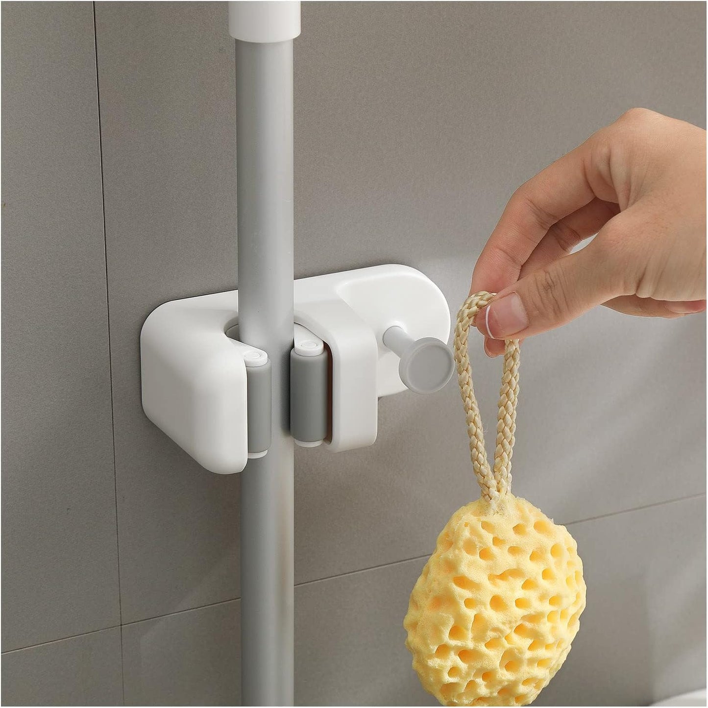 BEZOX Broom Holder, 3 PCS Wall Mount Mop Organizer Gripper, Self-adhesive Cleaning Suppliers Hanger Stands Rack for Bathroom, Kitchen, Garden, Garage Organization Storage