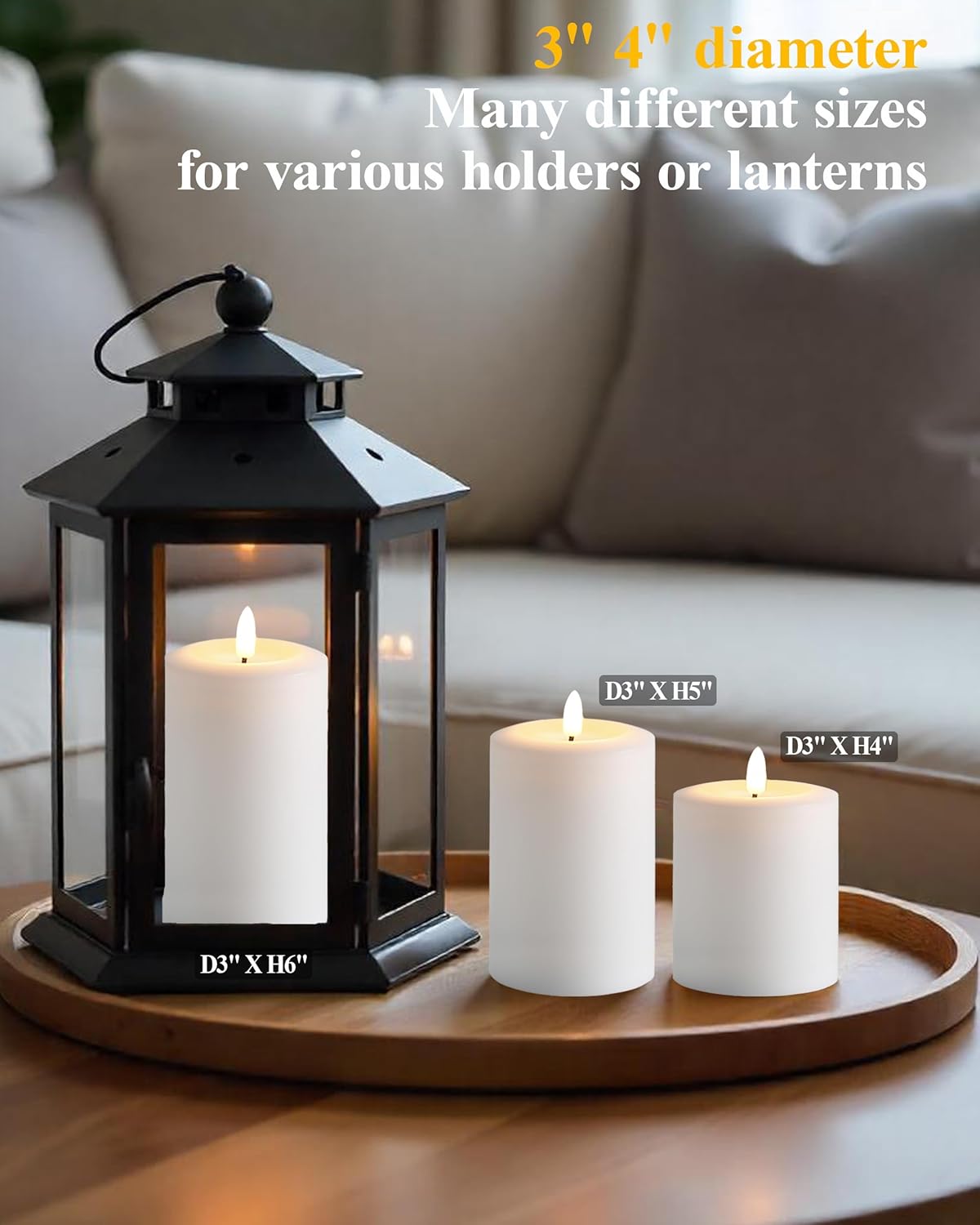 Gmnee 3"x4" Flickering Flameless Candles with Remote Timer, Real Wax, Ivory Pillar Candles, Set of 3 Fake LED Battery Operated Candles for Home, Fireplace, Centerpiece, Rustic and Farmhouse Decor