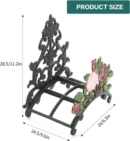 Sungmor Cast Iron Heavy Duty Garden Hose Holder - Decorative Hand-Painted Sunflower Wall Mounted Water Hose Hanger - Wall Decoration Hanging Hose Rack - Hose Reel Storage Butler - Metal Hose Stand