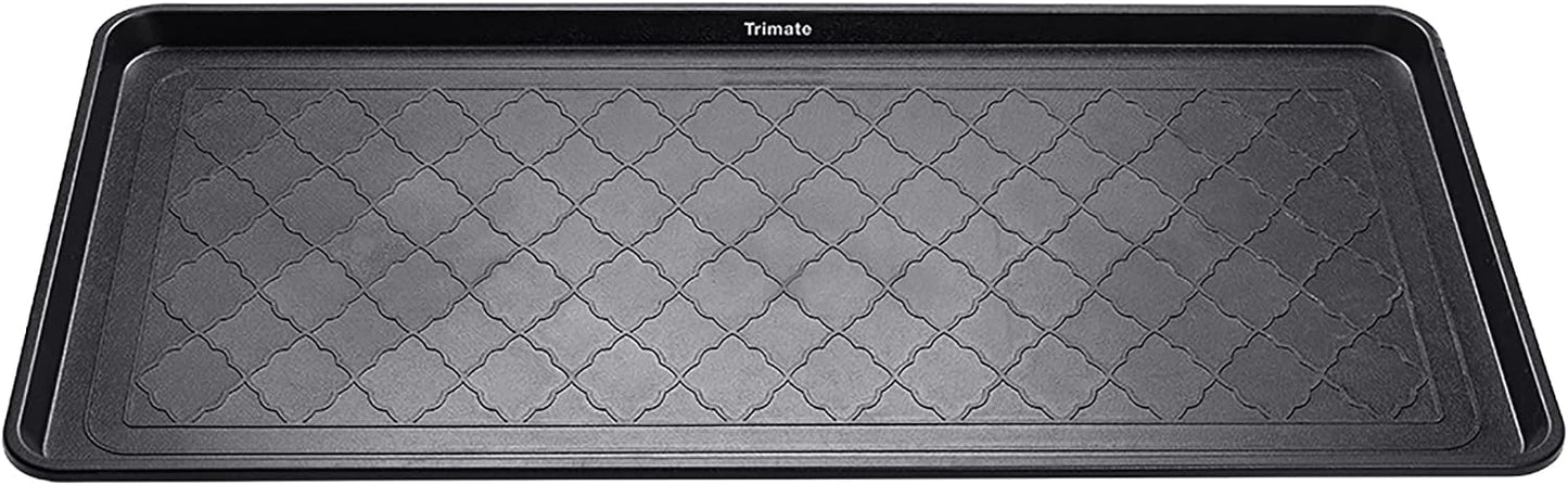 Extra Large All-Weather Boot Tray 40x20 in, Waterproof Shoe Mat with 1.25 in Raised Edge, Recycled Polypropylene Floor Protector for Entryway and Mudroom, Black