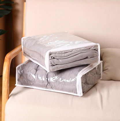 Riakrum 30 Pack Clear Zippered Storage Bags, 15x11x4 inches, Vinyl Plastic Sweater Sheet Organizers Storage Bags, PVC, for Clothes, Sheet, Blankets, Fabrics Organizers (White)