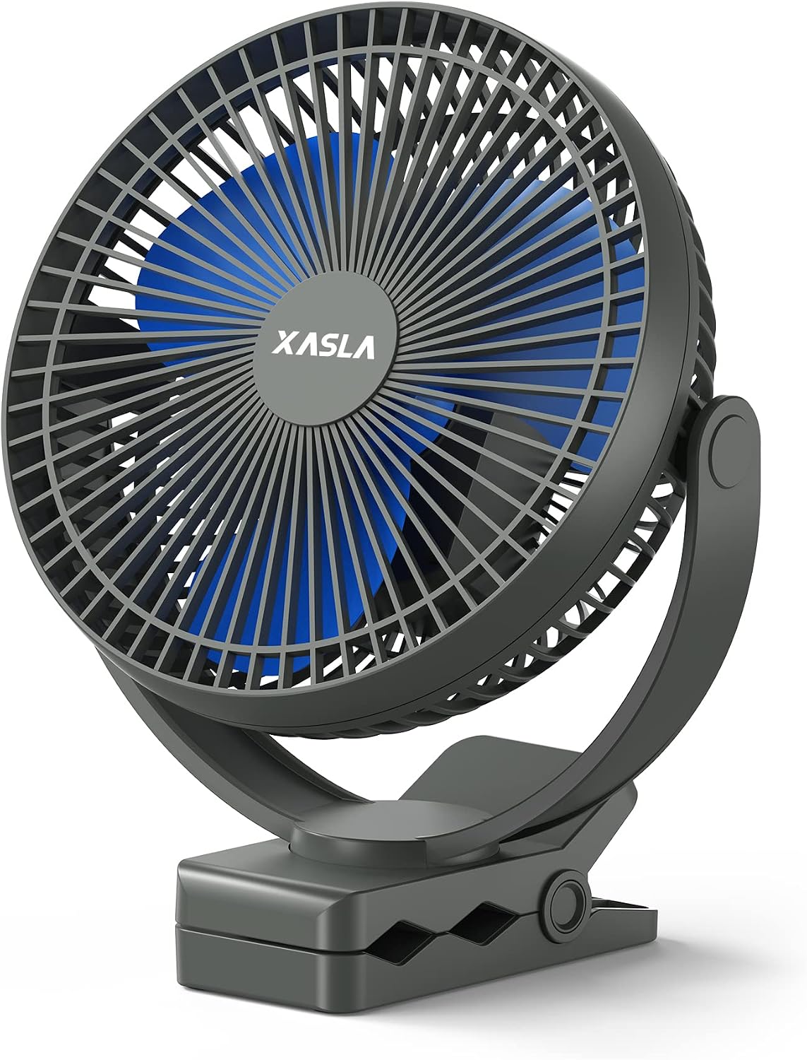 xasla 10000mAh Portable Clip on Fan, 8 inch Rechargeable Battery Operated, 24 Hours Work Time, Quiet USB 4 Speeds Personal, Ideal for Outdoor Camping Golf Cart Home Office Black