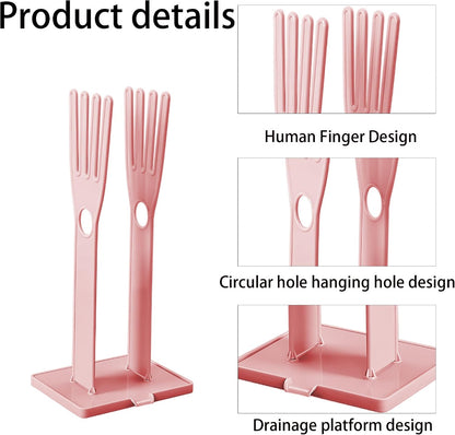 Kitchen Glove Holder Stand Dryer Rack Reusable Plastic Mitten Drying Organizer for Dishwashing Rubber Gloves Towel Storage Sink Holder Multi-Functional Cleaning Tool, Blue