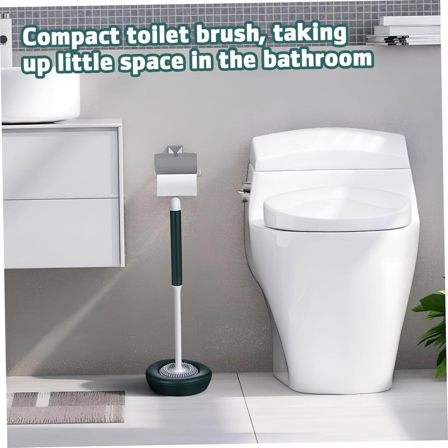 Alipis 1set Silicone Toilet Brush Holder Modern Design Scratch Bristles for Cleaning Quick-Drying Base Household Cleaning Accessories