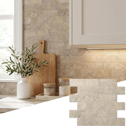 2026 New Upgrade Peel and Stick Backsplash Tile, Peel and Stick 11.34" X 11.57" Wall Tile for Kitchen, Bathroom, Fireplace, Laundry (Beige Ecru, 10 Packs)