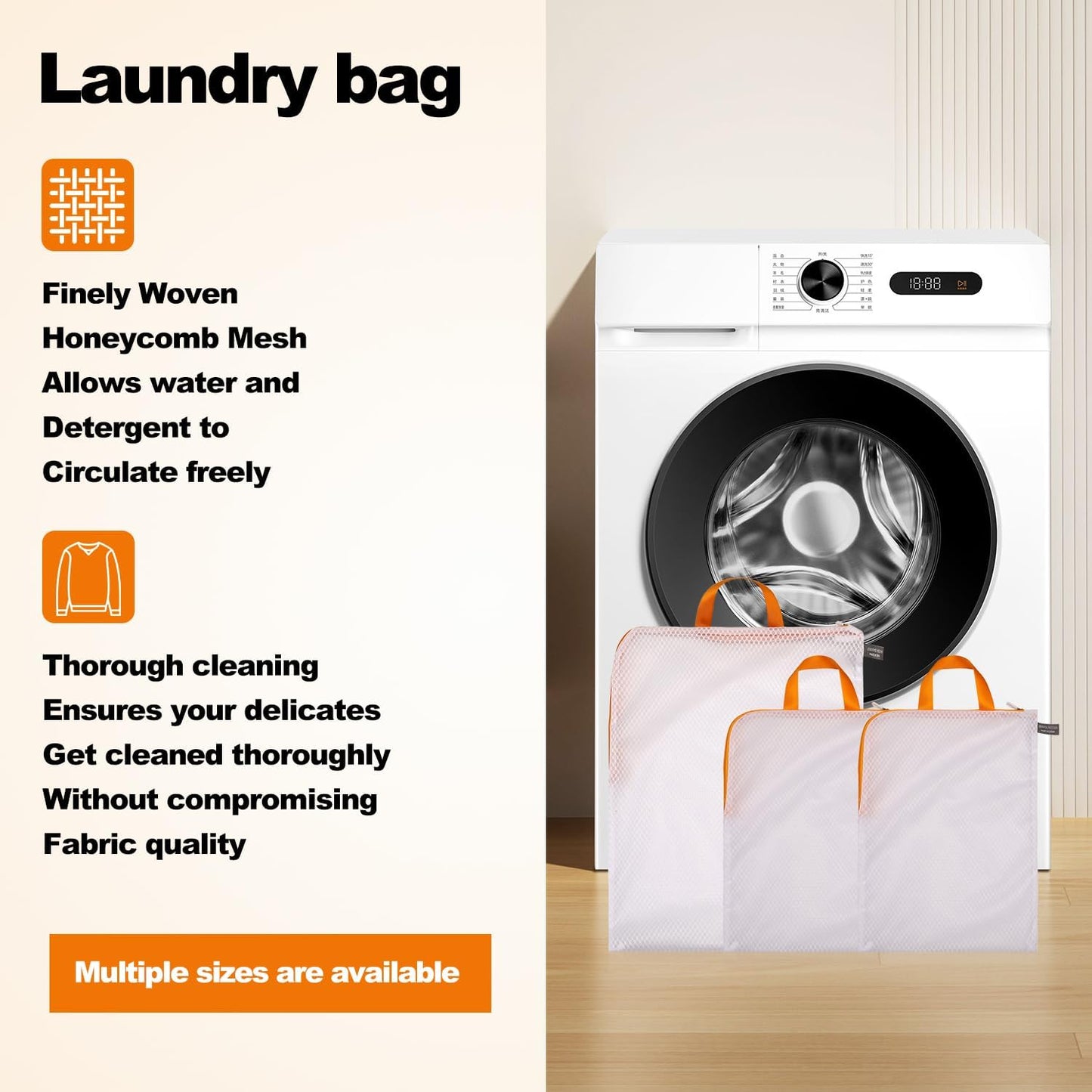 Kimmama Laundry Mesh Wash Bags, Garment Bag for Washing Machine, 2XXL | Honeycomb Laundey Bags for Sheet, Throw Blanket, Curtain, Cushion Cover, Comforter, Tumble Dryer Safe, Extra Large