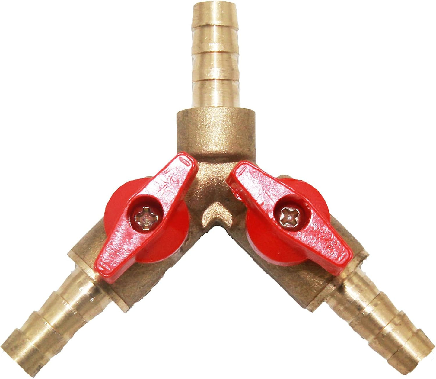 Joywayus 3/8" ID Hose Barb, Y Shaped Type 3 Way Brass Shut Off Ball Valve Fitting Large Flow Upgraded Version