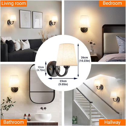 Wall Sconce Battery Operated Wall Light Fixure with Remote Control, Dimmable Battery Operated Wall Sconces Set Of Two, Indoor Wireless Wall Mounted Lamp with Rechargable Bulb For Bedroom Living Room (