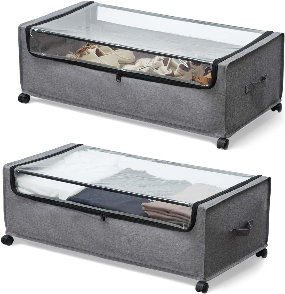 FOUCSSOMEI Under Bed Storage with Wheels, Under The Bed Storage Drawers On Wheels, Rolling Underbed Drawers, Lockable, Heavy Duty