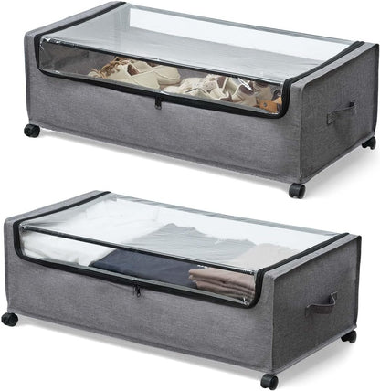 FOUCSSOMEI Under Bed Storage with Wheels, Under The Bed Storage Drawers On Wheels, Rolling Underbed Drawers, Lockable, Heavy Duty