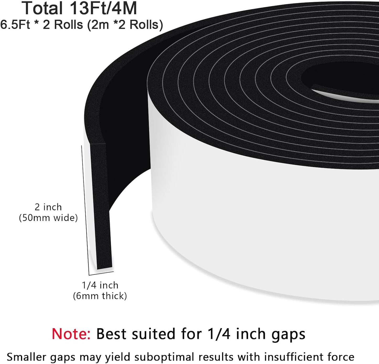 Strong Adhesive Weather Stripping, High Density Weatherproof Weather Stripping Door Seal Strip for Sliding Door, Windows,Noise-Reduction Foam Sealing Strip, White(1/2 in x 1/4 in x 13Ft) - Colors A