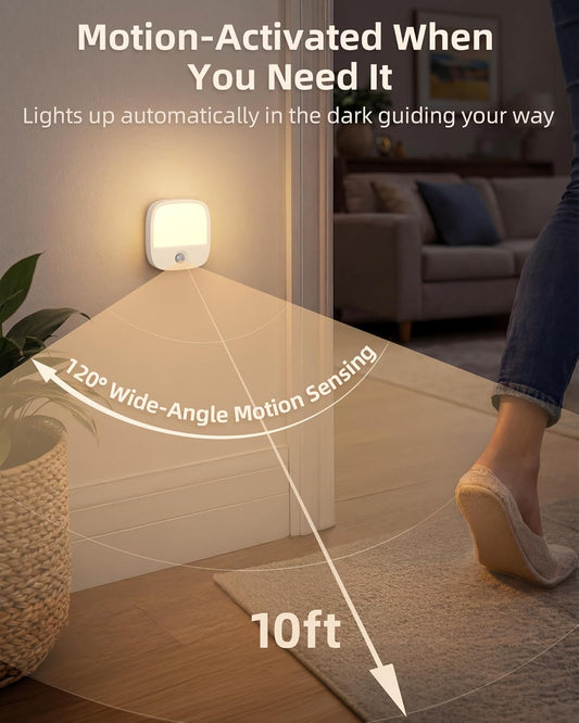 EZVALO Rechargeable Motion Sensor Night Lights, 2 Pack Magnetic Stick-On LED Lights with 3 Color Temperatures, Adjustable & Memory, Cordless Night Light for Closet, Bedroom, Hallway, Stairs, Bathroom