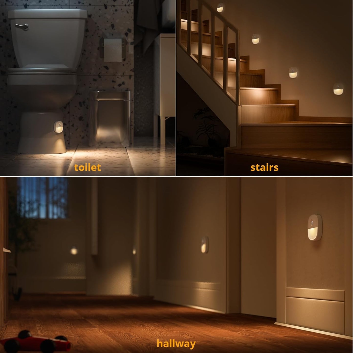 Lyridz Rechargeable Night Light, Motion Sensor Battery Nightlight, Mini Stick-on LED Closet Light, 1-20LM Dimmable Brightness for Bathroom, Bedroom, Kitchen, Washroom, Stairs, Hallway, 3-Pack