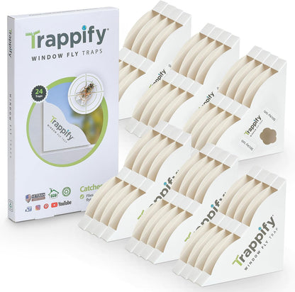 Trappify Window Fly Trap Indoor | Fruit Fly Traps for Indoors | Gnat Traps for House Indoor | Disposable Trap with Sticky Adhesive Strips | Bug Catchers (4 Pack)