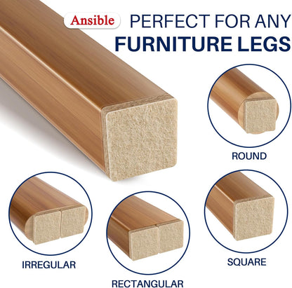 Ansible 60 PCS Felt Furniture Pads 1", Felt Pads for Chair Leg Floor Protectors for Hardwood Floors Round (Beige)