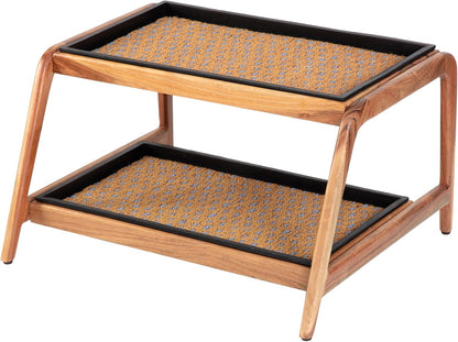 Anji Mountain Heavy Duty Waterproof Wooden Shoe Storage Mat Organizer/Boot Storage Tray Multi Use for Entryway with Coir, Tan Rectangle Embossed Insert, 1 Tier, Fits 2 Pair (26.5" Wide)