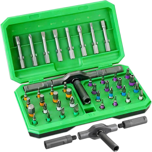 42 in 1 Magnetic Ratcheting Screwdriver Set with T-Handle, Multi-Bit Repair Tool Kit with Compact Case for Electronics, Appliances, Computer, Doorbell, Laptop, Furniture & Home Repair