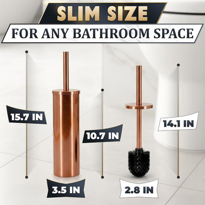 Black Toilet Brush and Holder Set - Slim Matte Design that Fits Anywhere - Stainless Steel Toilet Bowl Brush and Holder with 2 Rounded Corners, Replaceable Head, Removable Inner Bowl & Splash Guard